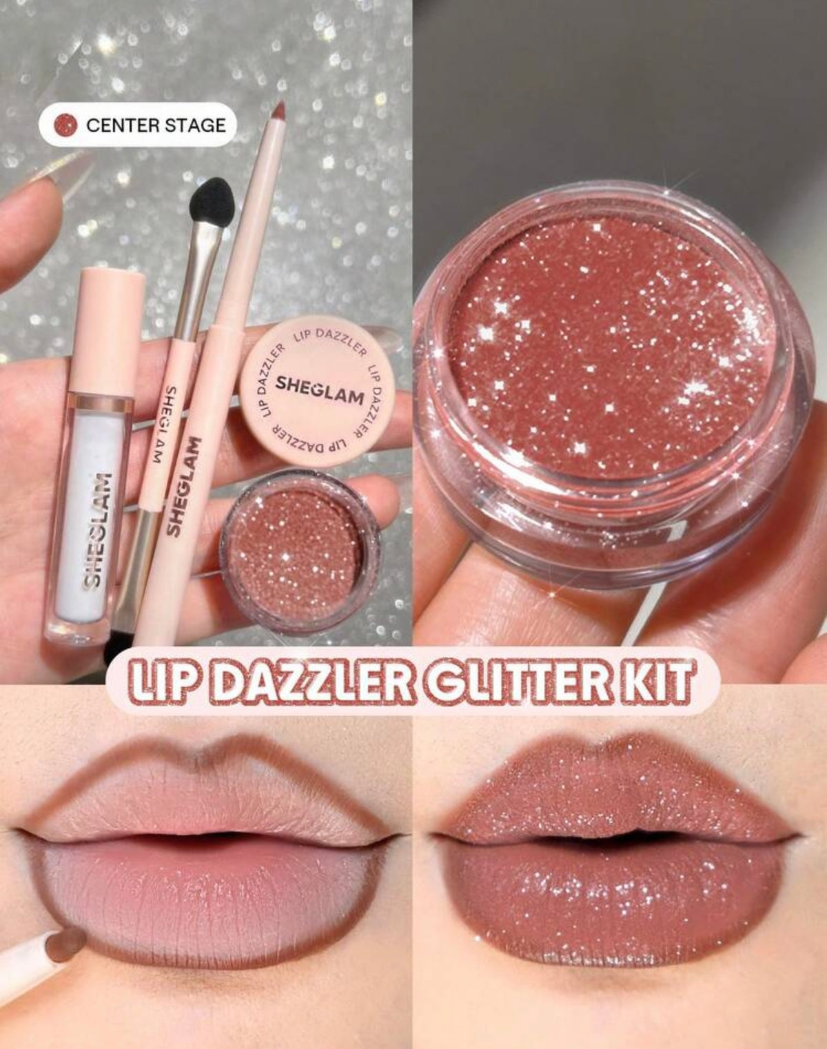 Sheglam Lip Dazzler Glitter Kit 4 in 1